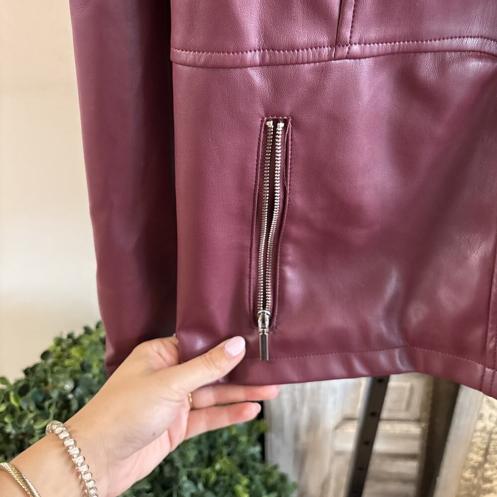 Maroon Philosophy Vegan Leather Jacket Size XL - Picture 7 of 14